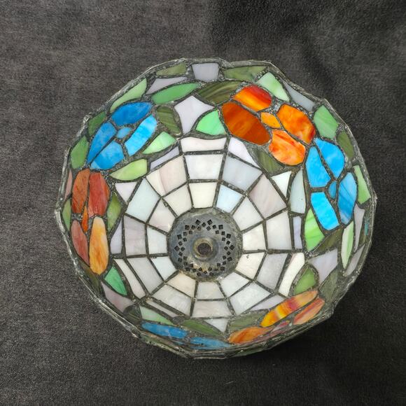 Vintage Mosaic Stained Glass Tiffany Style Table Lamp Shade - Picture 7 of 10